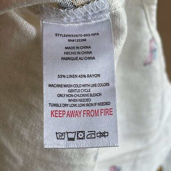 NEW Rae Dunn Linen Blend Butterfly Short Sleeve Collared Button Down Shirt, XL - Picture 8 of 9